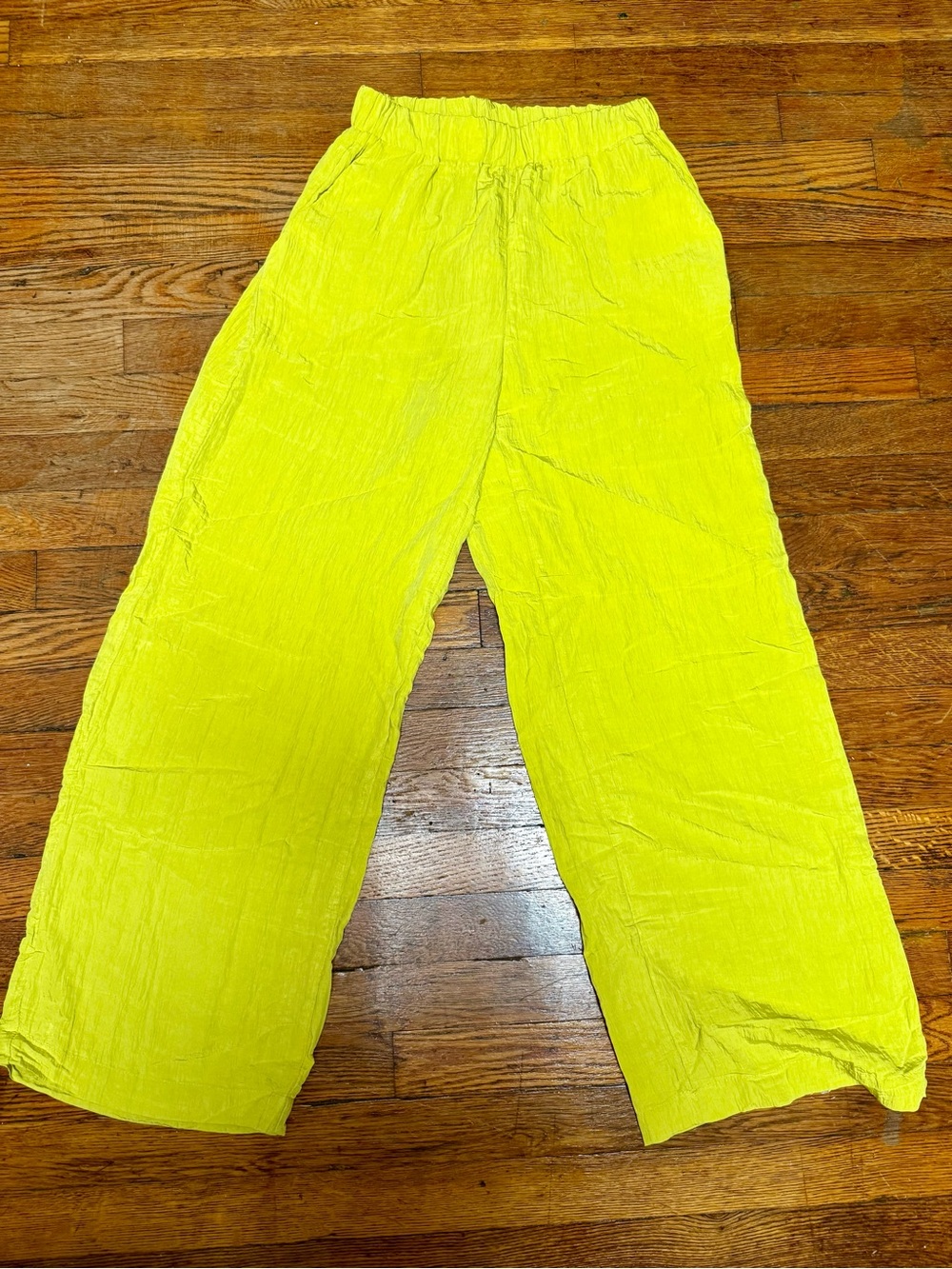 Zara Lime Yellow textured casual Pants